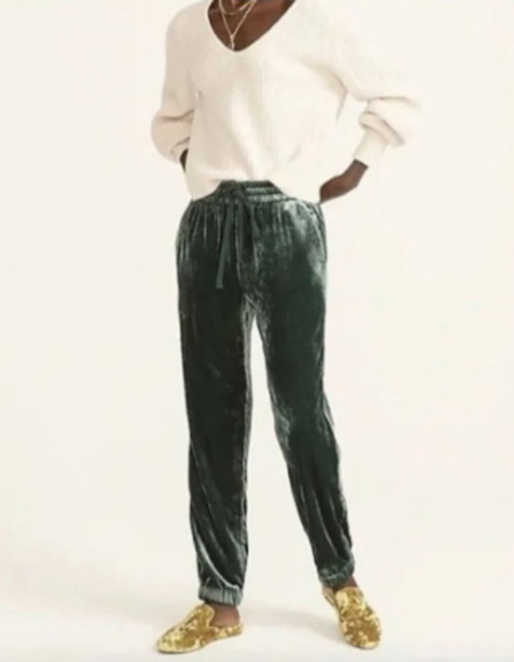J. Crew Green Velvet Jogger Pant Size 6